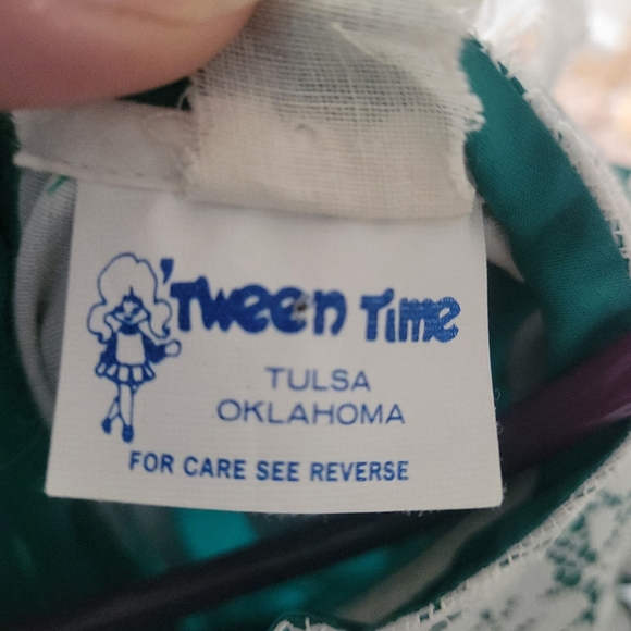 Vtg Ruffled Circle Style Dress Emerald Green Tween Time Girls Dress Sz 10 1990s - Picture 7 of 7